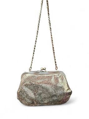 Vintage 2000s Express Metallic Mesh Chain Clutch Champagne Gold— Y2K Glam